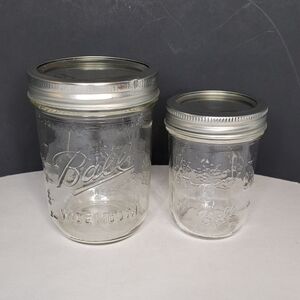 Ball Clear Glass Wide Mouth Mason Jars Lot Of Two